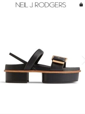 Neil J. Rodgers Eliza Platform Sandals in black nappa leather.
